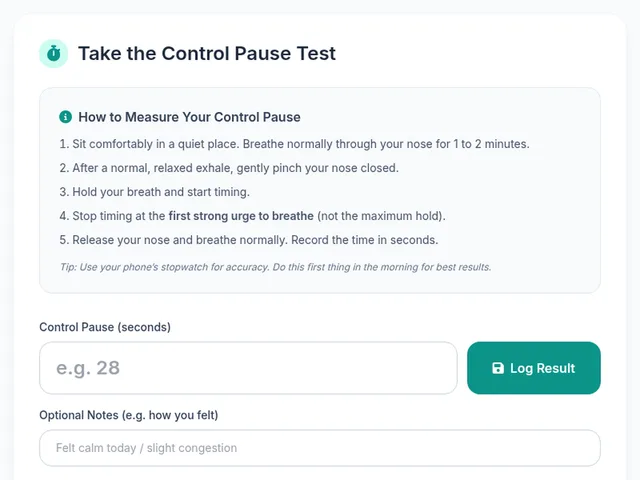 Screenshot of the control pause tracker with a box to log seconds